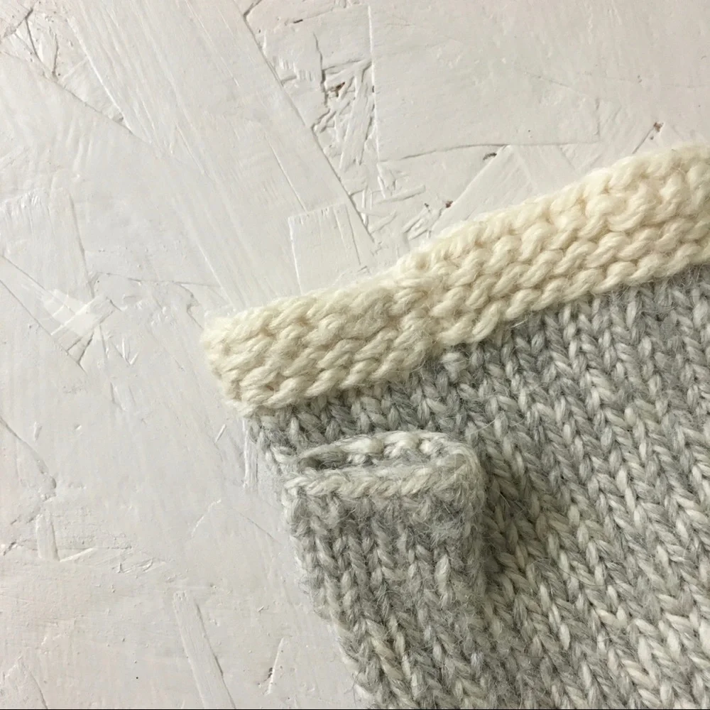 Hand knit 100% Wool Fingerless Gloves Neutral Minimal Design